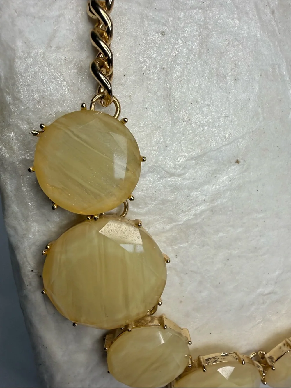 INC International Concepts Yellow Faceted Circle Statement Necklace 16” +2”